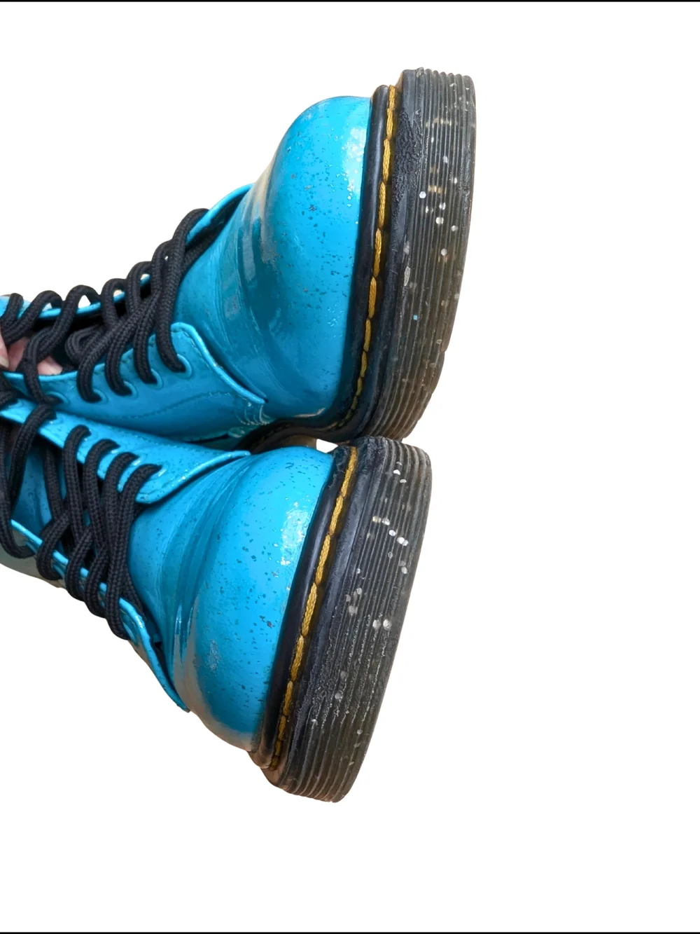 Kids Doc Martens Blue Lace-Up Glitter Combat Boots